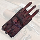 MADE TO ORDER-Handcrafted Genuine Leather Maroon Skull Design Cuff-Unisex Gift Embossed Skull-Cool Gift Leather Biker Wristband Bracelet