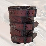 MADE TO ORDER-Handcrafted Genuine Leather Maroon Skull Design Cuff-Unisex Gift Embossed Skull-Cool Gift Leather Biker Wristband Bracelet