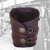 Unique Handcrafted Genuine Vegetal Leather Dark Brown Skull Design Cuff , Unisex Gift Embossed Skull Leather Bracelet