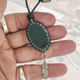 Handcrafted Genuine Vegetal Leather Necklace with Firuze Stone setting-Unique Lifestyle Gift Unisex Fashion Leather Jewelry