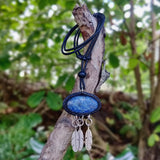 Boho Handcrafted Genuine Vegetal Leather Necklace with Sodalite Stone-Unique Unisex Gift Fashion Jewelry