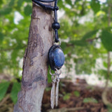 Boho Handcrafted Genuine Vegetal Leather Necklace with Sodalite Stone-Unique Unisex Gift Fashion Jewelry