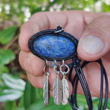 Boho Handcrafted Genuine Vegetal Leather Necklace with Sodalite Stone-Unique Unisex Gift Fashion Jewelry