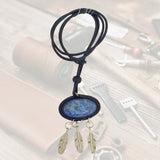 Boho Handcrafted Genuine Vegetal Leather Necklace with Sodalite Stone-Unique Unisex Gift Fashion Jewelry