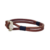 Handcrafted 8 inches Brown Genuine Leather Unisex Marine Style Fashion Bracelet-Gift Cuff-Stainless Anchor Design Bracelet (Copy)