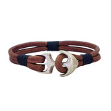 Handcrafted 8 inches Brown Genuine Leather Unisex Marine Style Fashion Bracelet-Gift Cuff-Stainless Anchor Design Bracelet (Copy)