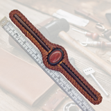 Bohemian Handcrafted Braided Brown Genuine Vegetal Leather Bracelet with Red Agate Stone Setting-Unisex Gift Fashion Jewelry Cuff Wristband