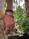 Boho Handcrafted Genuine Vegetal Leather Dark Brown Bracelet Cuff with Stitching-Adjustable Unisex Gift Leather Fashion Jewelry Cuff (Copy) (Copy)