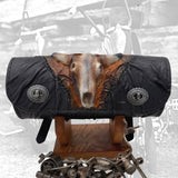 Made To Order-Handcrafted Black and Brown Leather Front Fork Bag Embossed Longhorn Design-Gift Harley Davidson and Universal Motorcycle Bag (Copy)