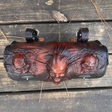 Handcrafted Vegetal Leather Brown Rustic Color 3 Embossed Skull Tool Bag-Motorcycle Harley Davidson-Universal Motorcycle Front Fork Bag