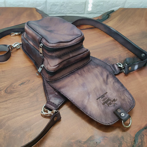 Handcrafted Vegetal Leather Multifunctional Rustic Brown Color